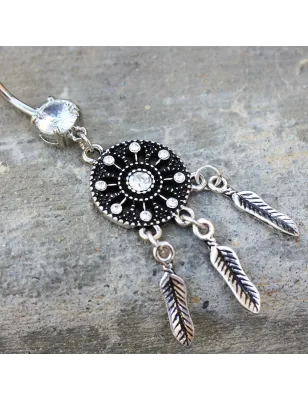 Piercing nombril attrapeur de rêves antique