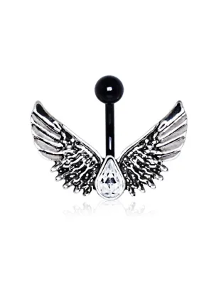 Piercing nombril noir ailes d'ange