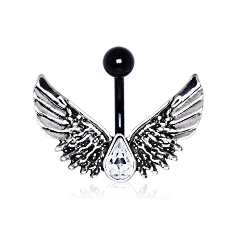 Piercing nombril noir ailes d'ange