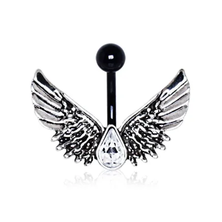 Piercing nombril noir ailes d'ange