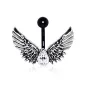 Piercing nombril noir ailes d'ange