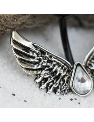 Piercing nombril noir ailes d'ange