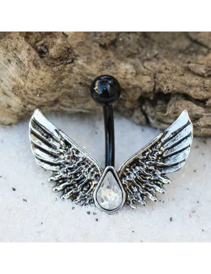 Piercing nombril noir ailes d'ange