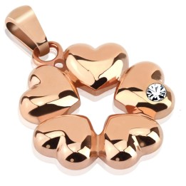 Pendentif cinq cœurs or rose