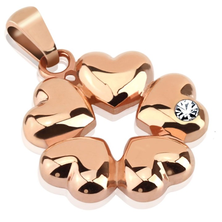 Pendentif cinq cœurs or rose