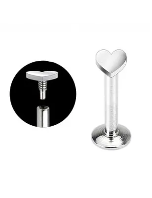 Piercing Labret Acier chirurgical Coeur - Bijou Piercing Labret