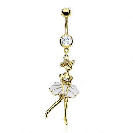 Piercing nombril plaqué or danseuse