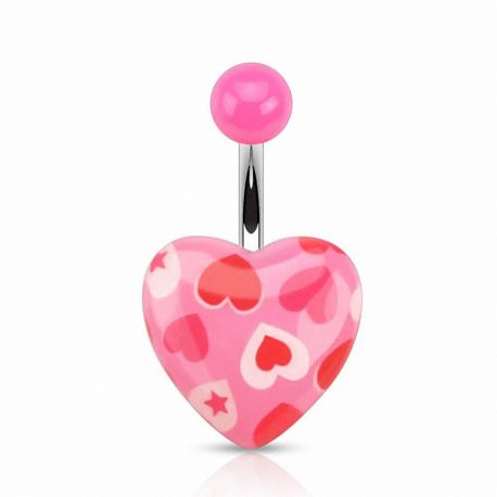 Piercing nombril cœur acrylique cœurs