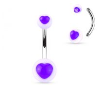 Piercing nombril acrylique cœur violet