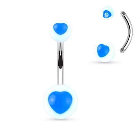 Piercing nombril acrylique cœur bleu