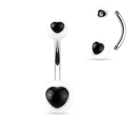 Piercing nombril acrylique cœur noir