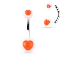 Piercing nombril acrylique cœur orange