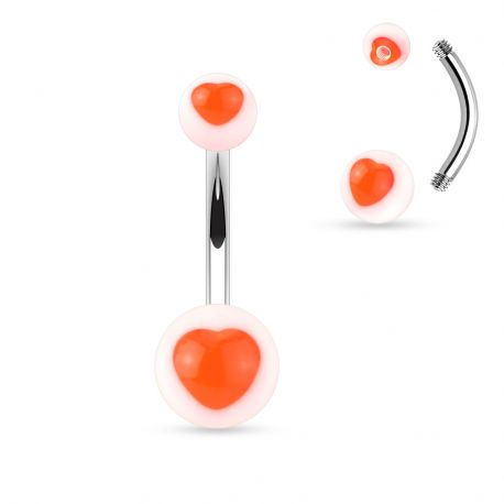 Piercing nombril acrylique cœur orange