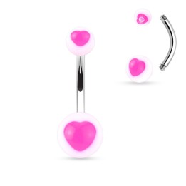 Piercing nombril acrylique cœur rose