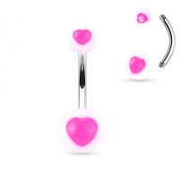Piercing nombril acrylique cœur rose