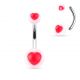 Piercing nombril acrylique cœur rouge