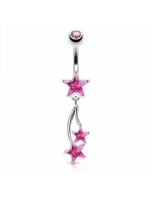 Piercing nombril triple étoile rose