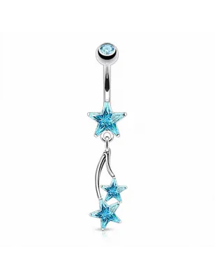 Piercing nombril triple étoile turquoise