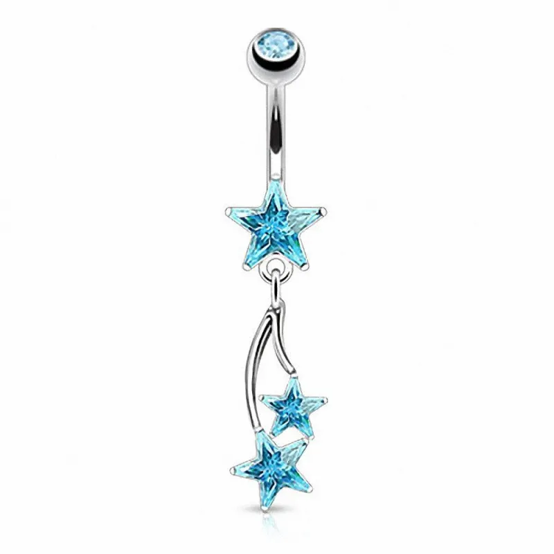 Piercing nombril triple étoile turquoise