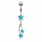 Piercing nombril triple étoile turquoise