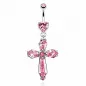 Piercing nombril cœur et croix rose