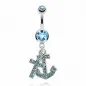 Piercing nombril croix et ancre marine turquoise