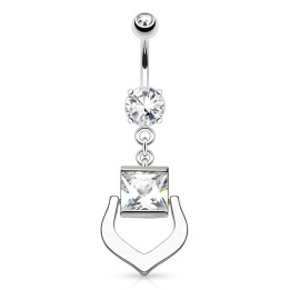 Piercing nombril gemme rectangulaire harpe