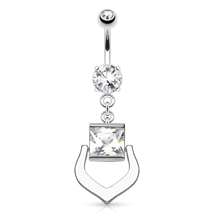 Piercing nombril gemme rectangulaire harpe