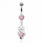 Piercing nombril 8 mm trèfle et pierre rose