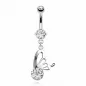 Piercing nombril 8 mm aile de papillon blanc