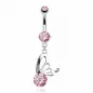 Piercing nombril 8 mm aile de papillon rose
