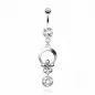 Piercing nombril 8 mm fleur et pierre blanche