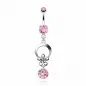 Piercing nombril 8 mm fleur et pierre rose