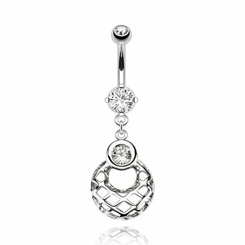 Piercing nombril 8 mm panier de paille blanc