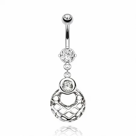 Piercing nombril 8 mm panier de paille blanc