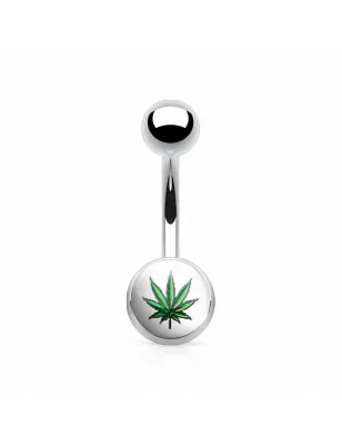 Piercing nombril feuille de cannabis