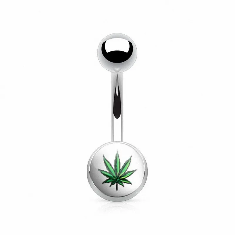 Piercing nombril feuille de cannabis