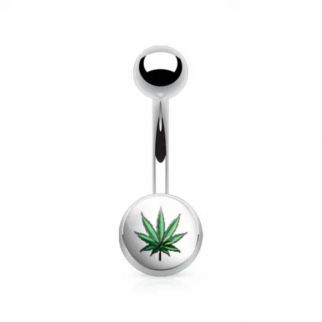 Piercing nombril feuille de cannabis