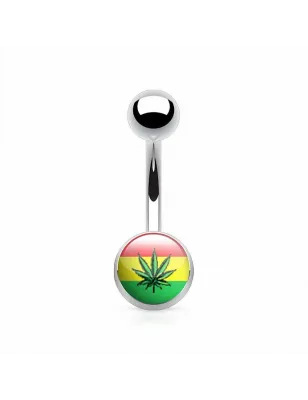 Piercing nombril feuille de cannabis jamaique