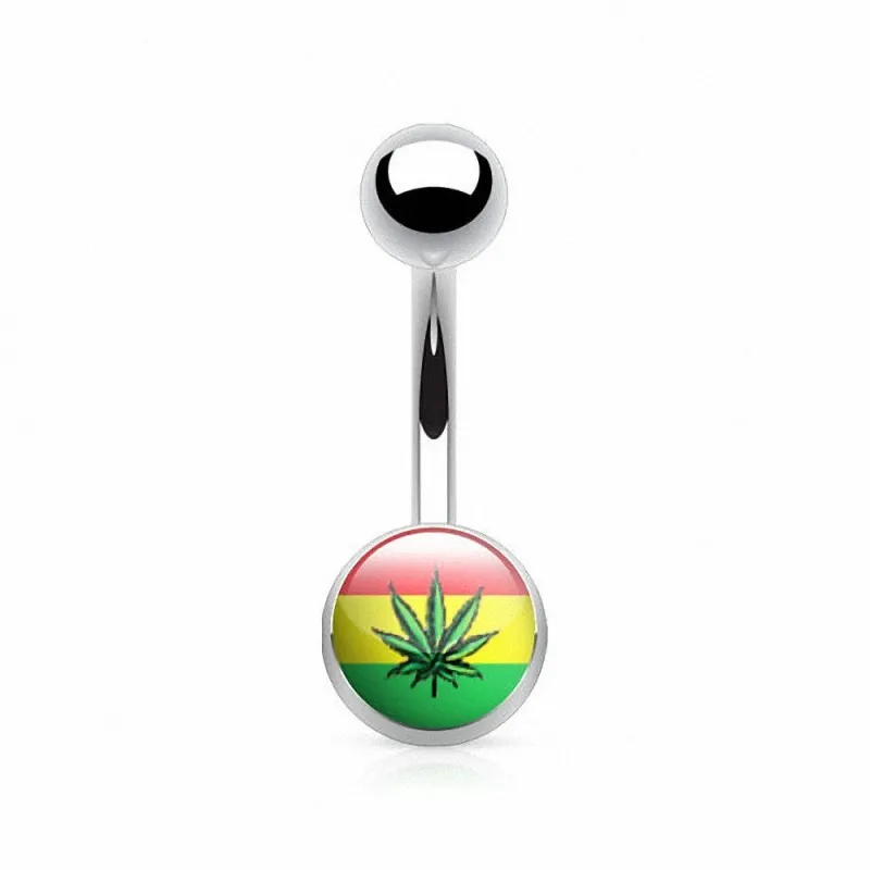 Piercing nombril feuille de cannabis jamaique
