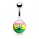 Piercing nombril logo feuille de cannabis jamaique
