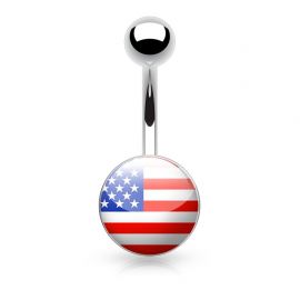 Piercing nombril logo drapeau américain