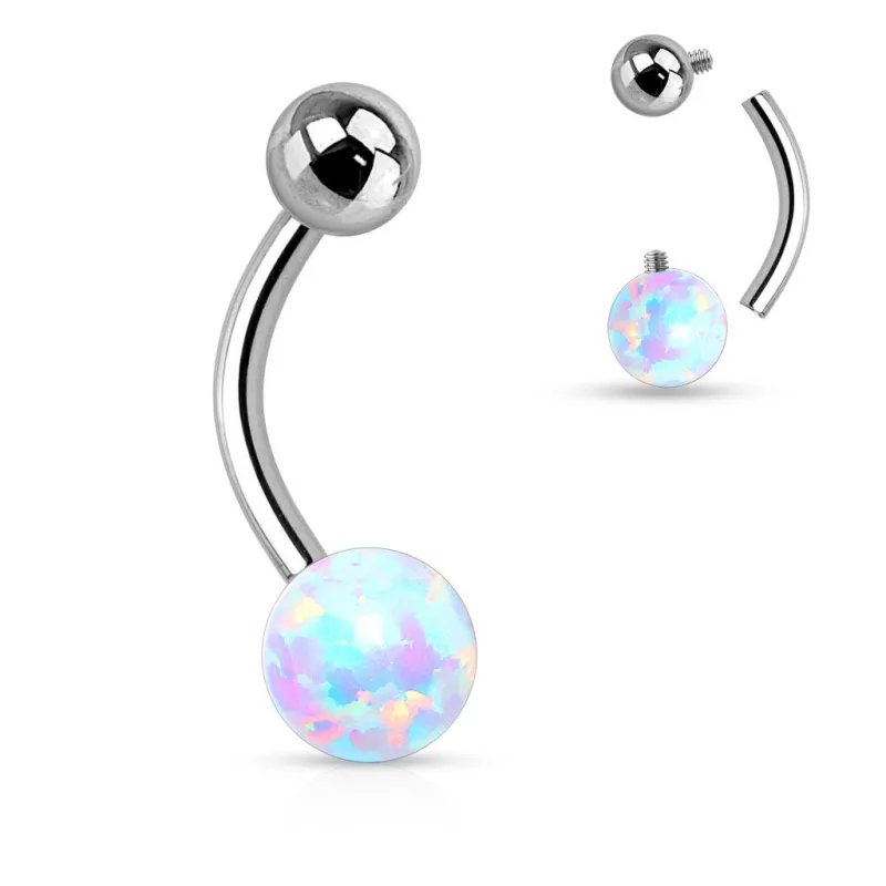 Piercing nombril opale blanche