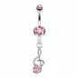 Piercing nombril clef de sol pierre rose