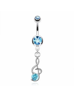 Piercing nombril clef de sol pierre turquoise