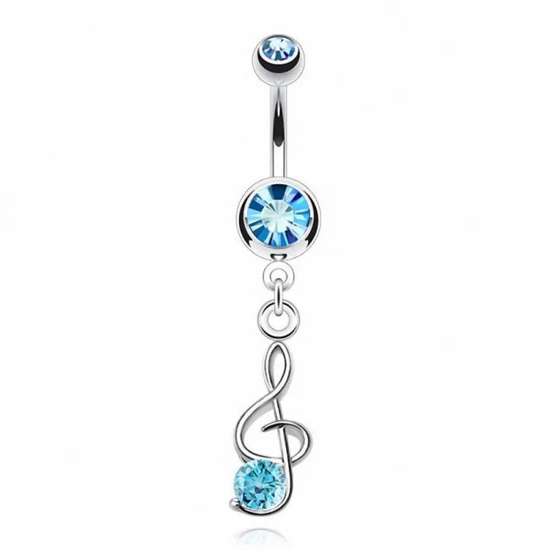 Piercing nombril clef de sol pierre turquoise
