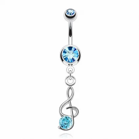 Piercing nombril clef de sol pierre turquoise