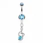 Piercing nombril clef de sol pierre turquoise
