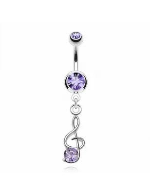 Piercing nombril clef de sol pierre tanzanite