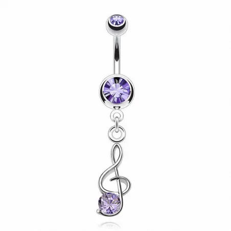 Piercing nombril clef de sol pierre tanzanite